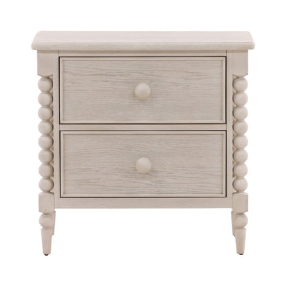 Whitewash Rubber Wood and Oak Veneer Nightstand 28 in Wide