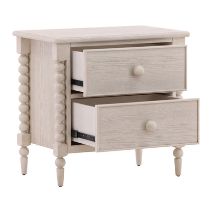 Whitewash Rubber Wood and Oak Veneer Nightstand 28 in Wide