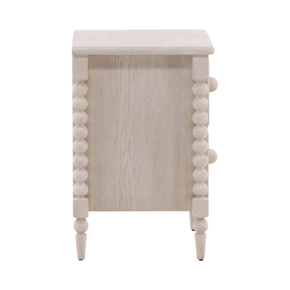 Whitewash Rubber Wood and Oak Veneer Nightstand 28 in Wide