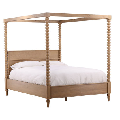 Natural Rubber Wood and Oak Veneer Bed 64.5 in Wide