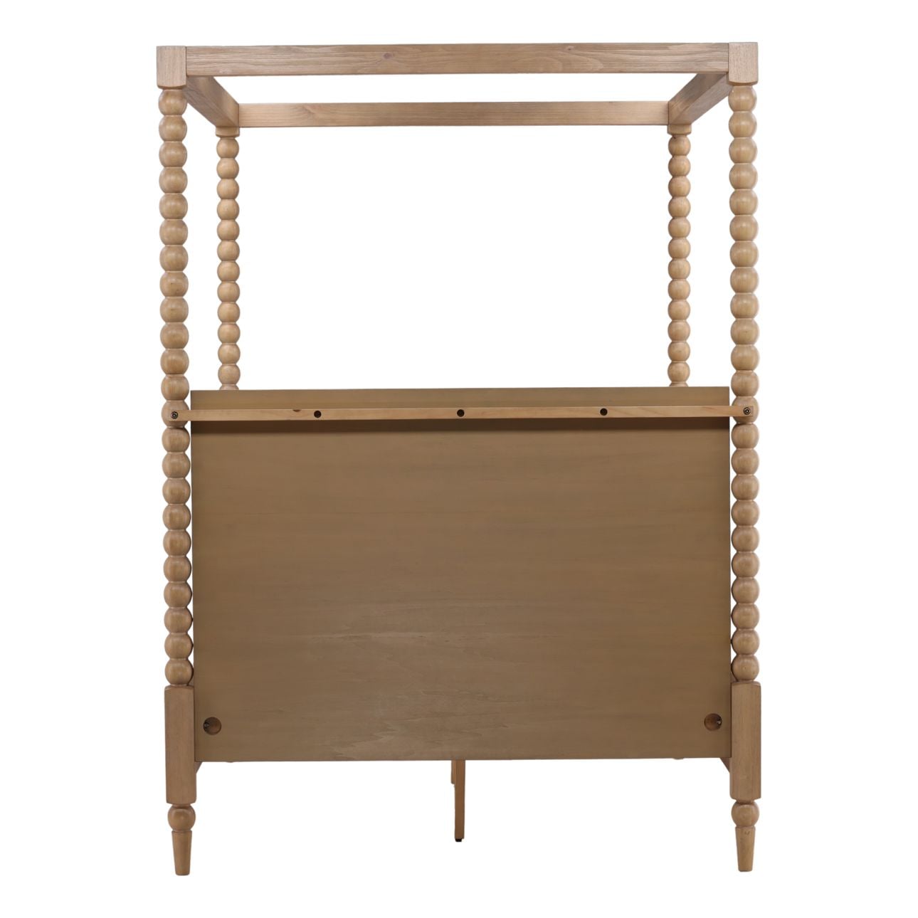 Natural Rubber Wood and Oak Veneer Bed 64.5 in Wide
