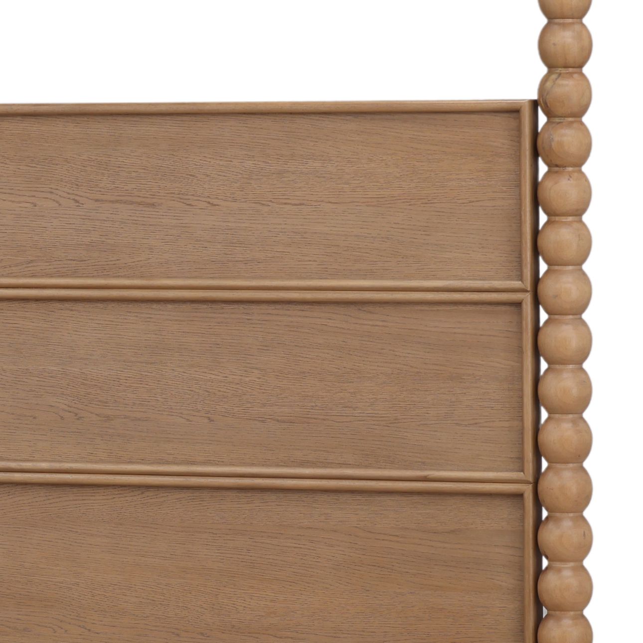 Natural Rubber Wood and Oak Veneer Bed 64.5 in Wide