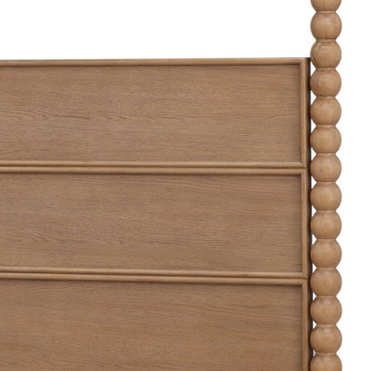 Natural Rubber Wood and Oak Veneer Bed 64.5 in Wide