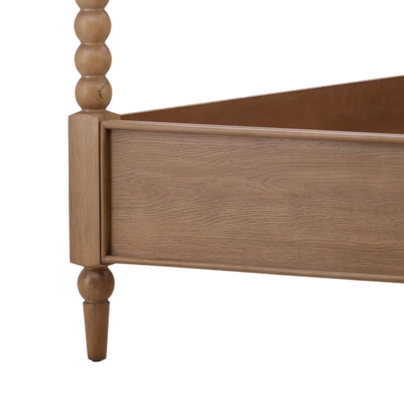 Natural Rubber Wood and Oak Veneer Bed 64.5 in Wide