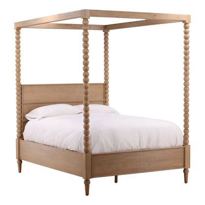 Natural Rubber Wood and Oak Veneer Bed 64.5 in Wide