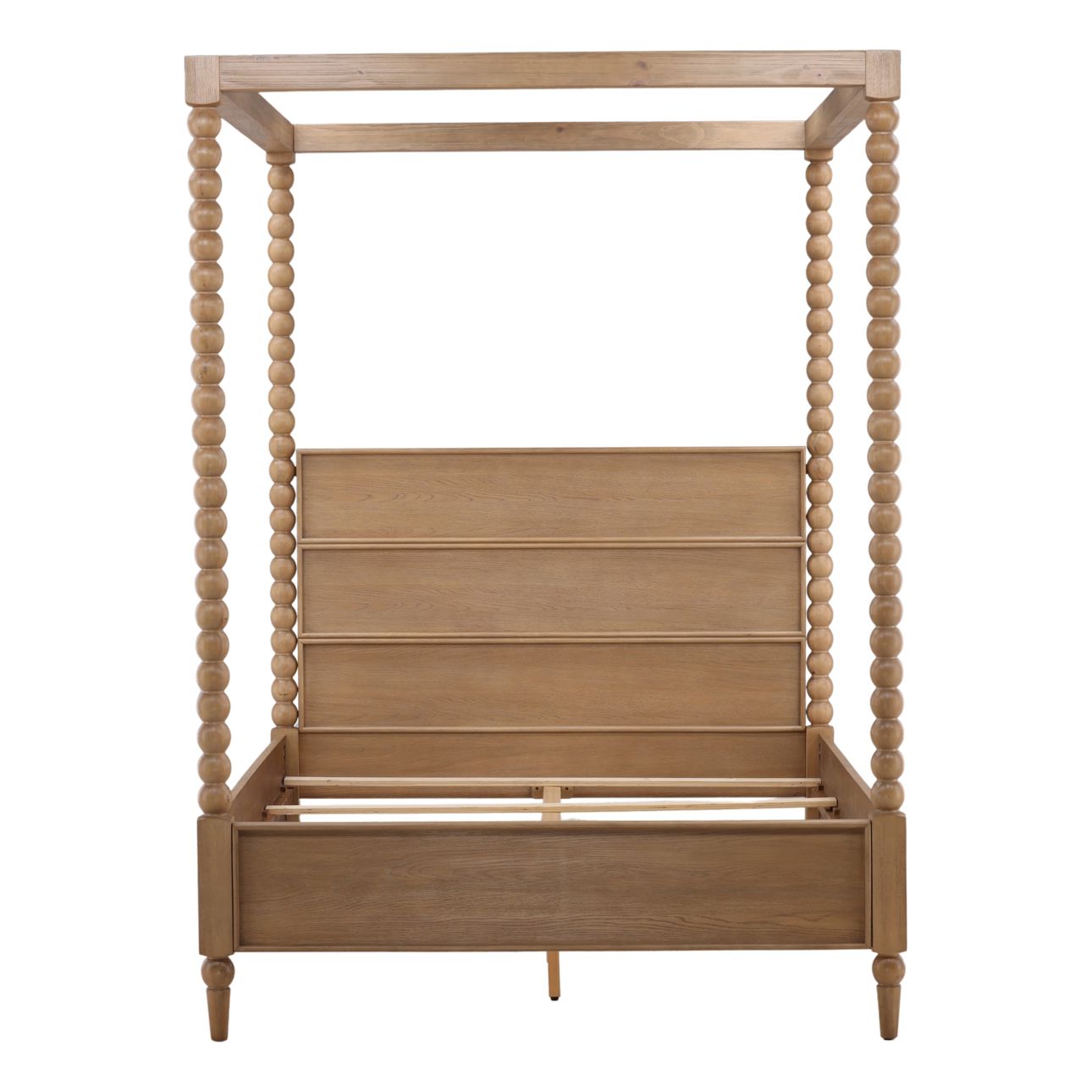 Natural Rubber Wood and Oak Veneer Bed 64.5 in Wide