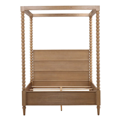 Natural Rubber Wood and Oak Veneer Bed 64.5 in Wide