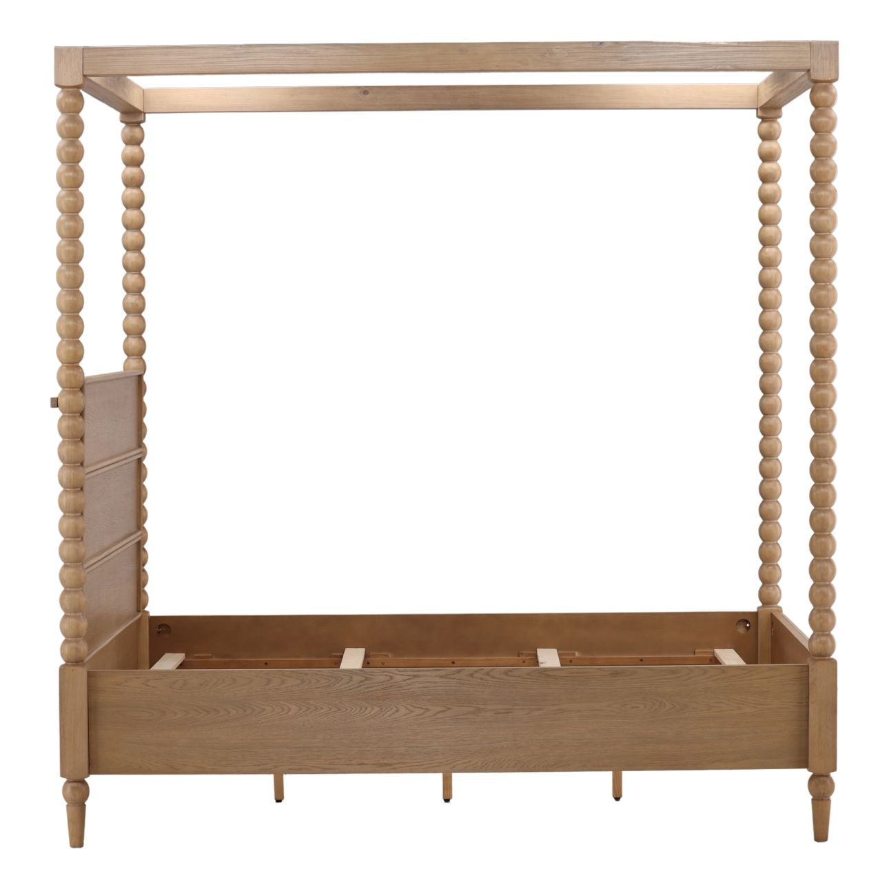 Natural Rubber Wood and Oak Veneer Bed 64.5 in Wide
