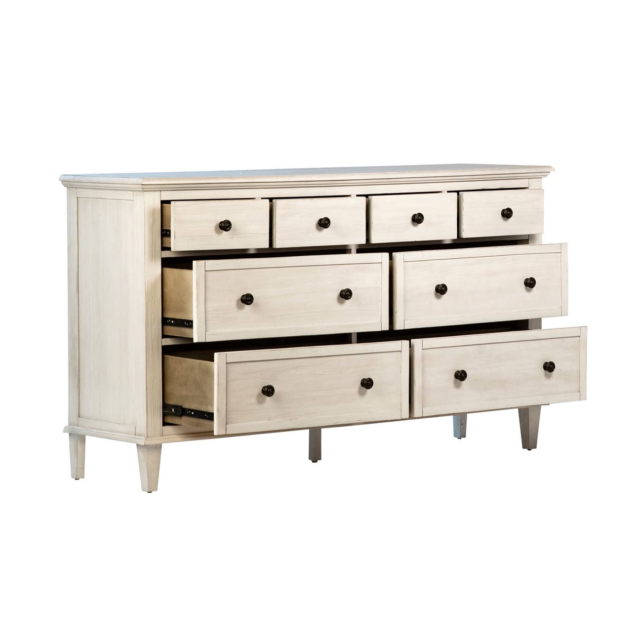 Whitewash Finish Reclaimed Acacia Wood Dresser 66 in Wide