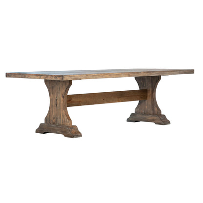 Antique Brown Sealed Finish Reclaimed Pine Wood Table 96 in Wide