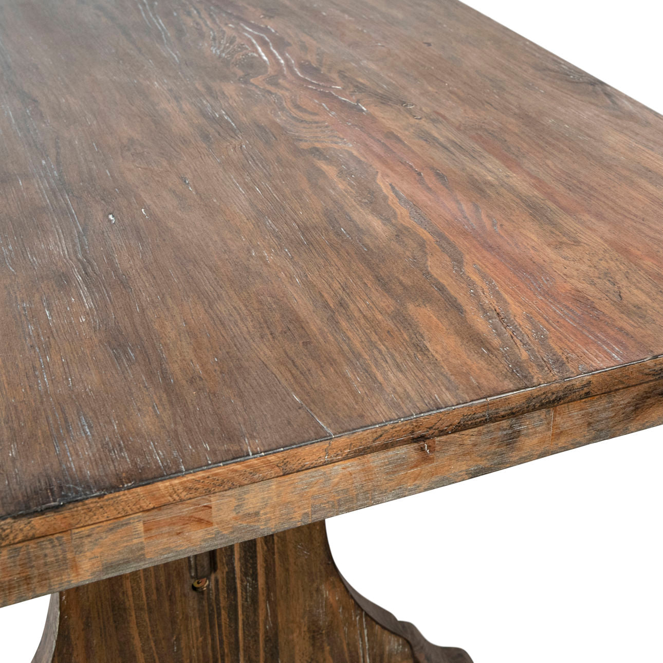 Antique Brown Sealed Finish Reclaimed Pine Wood Table 96 in Wide