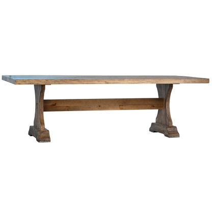 Antique Brown Sealed Finish Reclaimed Pine Wood Table 96 in Wide