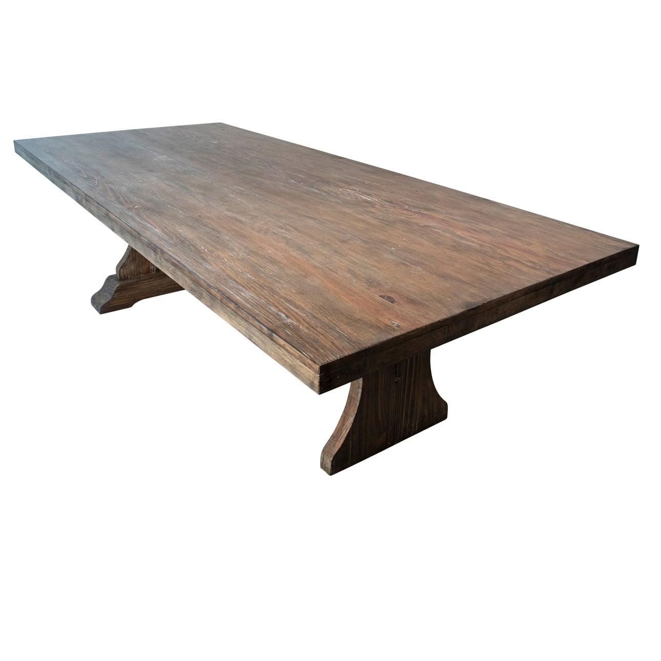 Antique Brown Sealed Finish Reclaimed Pine Wood Table 96 in Wide