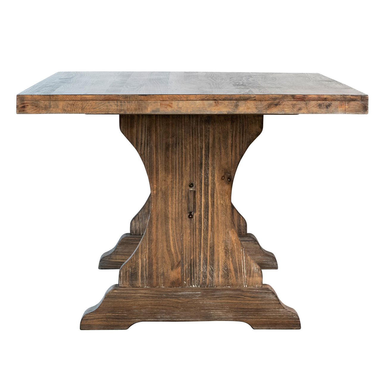 Antique Brown Sealed Finish Reclaimed Pine Wood Table 96 in Wide