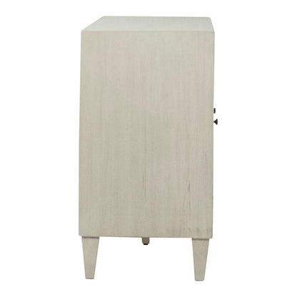 Whitewash Finish Acacia Wood and Rattan Panels Sideboard 66 in Wide
