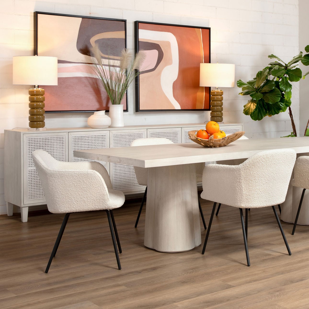 Whitewash Finish Pine Veneer, Acacia Wood and Veneer Table 88 in Wide
