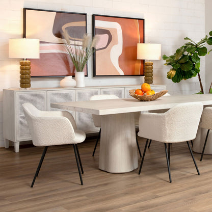 Whitewash Finish Pine Veneer, Acacia Wood and Veneer Table 88 in Wide