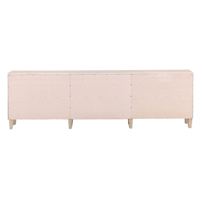 Whitewash Acacia Wood and Cane Sideboard 109 in Wide