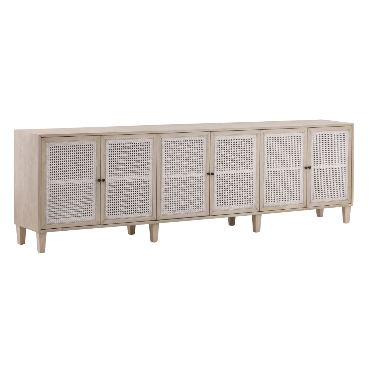 Whitewash Acacia Wood and Cane Sideboard 109 in Wide