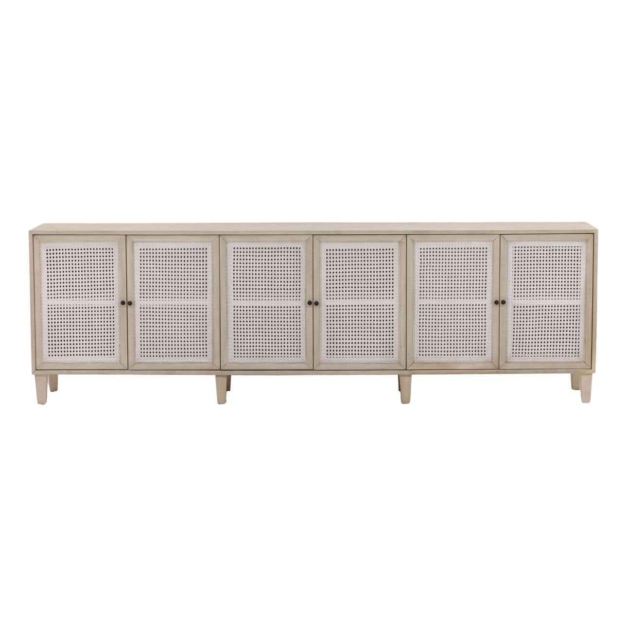 Whitewash Acacia Wood and Cane Sideboard 109 in Wide