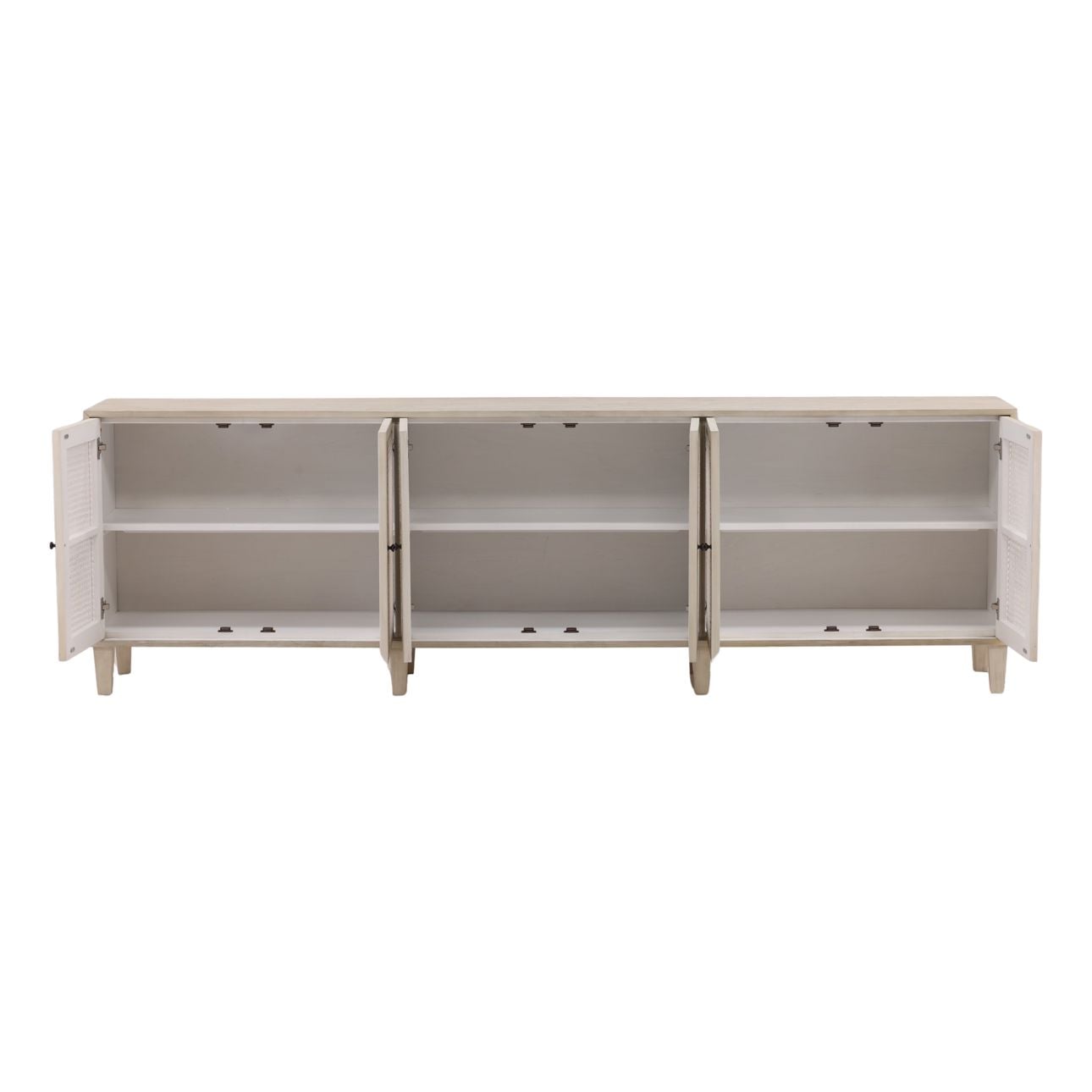 Whitewash Acacia Wood and Cane Sideboard 109 in Wide