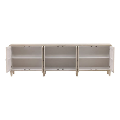 Whitewash Acacia Wood and Cane Sideboard 109 in Wide