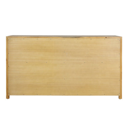 Light and Grey Warm Wash Finish Solid Pine Wood and Pine Veneer Dresser 66 in Wide