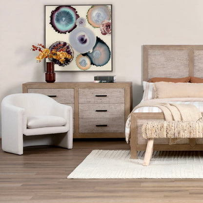 Light and Grey Warm Wash Finish Solid Pine Wood and Pine Veneer Dresser 66 in Wide