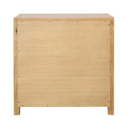 Light and Grey Warm Wash Finish Solid Pine Wood and Pine Veneer Nightstand 27.5 in Wide