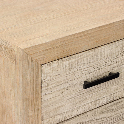 Light and Grey Warm Wash Finish Solid Pine Wood and Pine Veneer Nightstand 27.5 in Wide