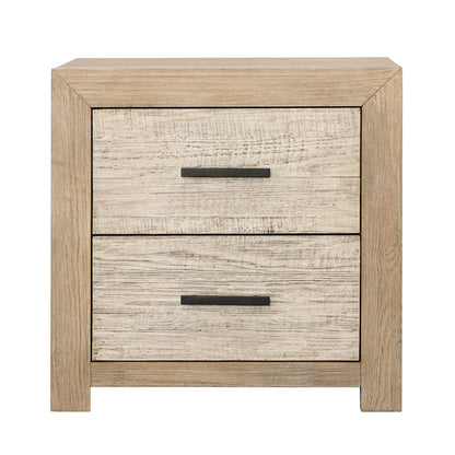 Light and Grey Warm Wash Finish Solid Pine Wood and Pine Veneer Nightstand 27.5 in Wide