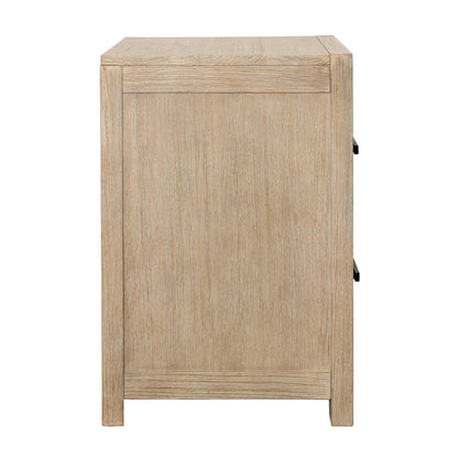 Light and Grey Warm Wash Finish Solid Pine Wood and Pine Veneer Nightstand 27.5 in Wide