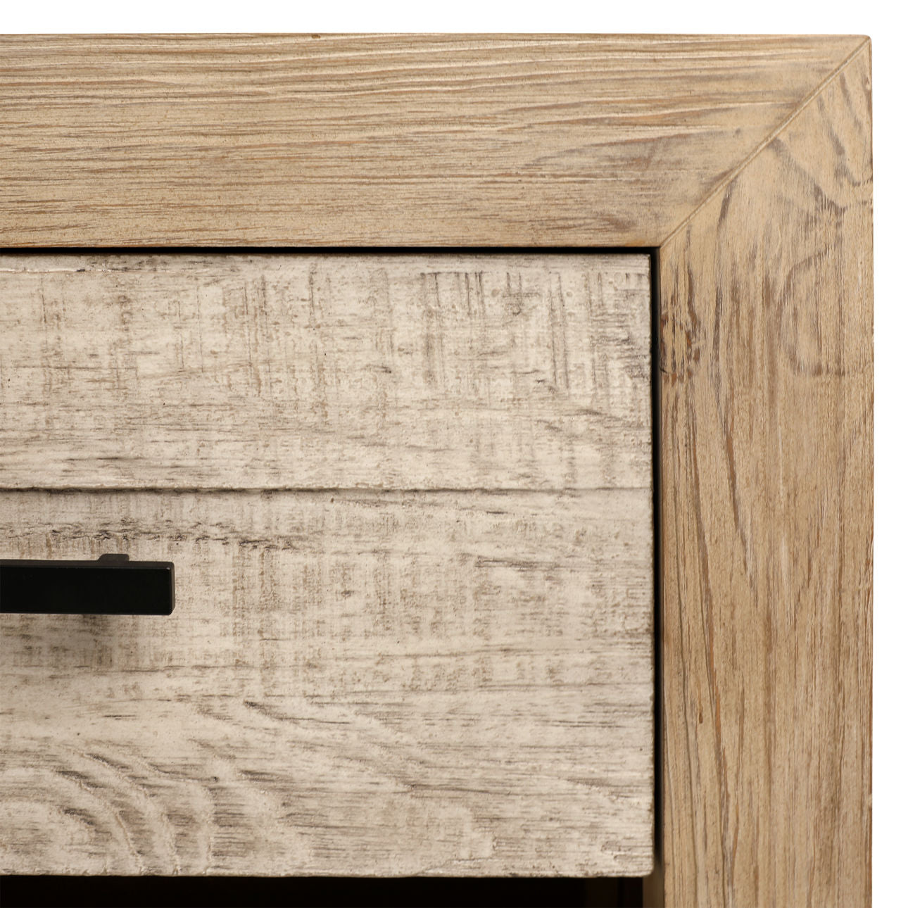 Light and Grey Warm Wash Finish Solid Pine Wood and Pine Veneer Nightstand 27.5 in Wide