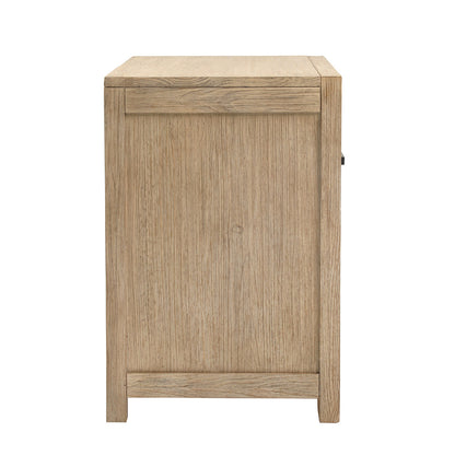 Light and Grey Warm Wash Finish Solid Pine Wood and Pine Veneer Nightstand 27.5 in Wide