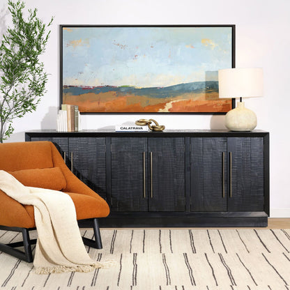 Black Pine Wood Sideboard 86 in Wide