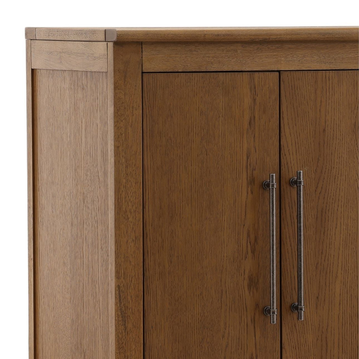 Elevated Rubber Wood and Oak Veneer Cabinet