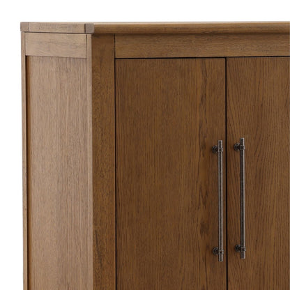 Elevated Rubber Wood and Oak Veneer Cabinet
