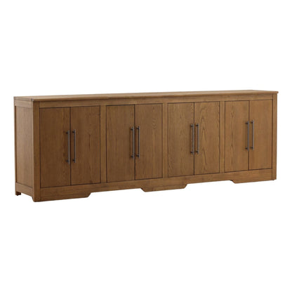 Elevated Rubber Wood and Oak Veneer Cabinet