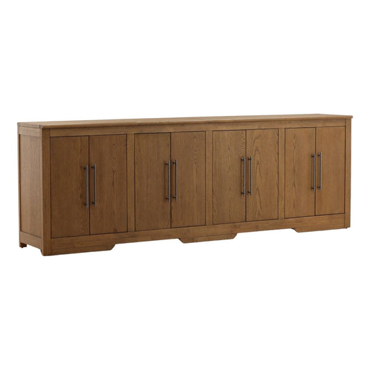 Elevated Rubber Wood and Oak Veneer Cabinet