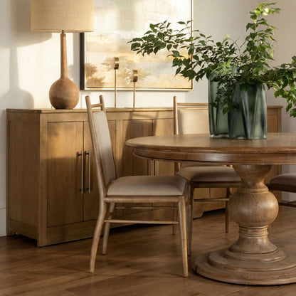 Elevated Rubber Wood and Oak Veneer Cabinet
