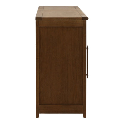 Elevated Rubber Wood and Oak Veneer Cabinet