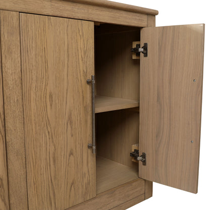 Natural Rubber Wood and Oak Veneer Sideboard 80.5 in Wide