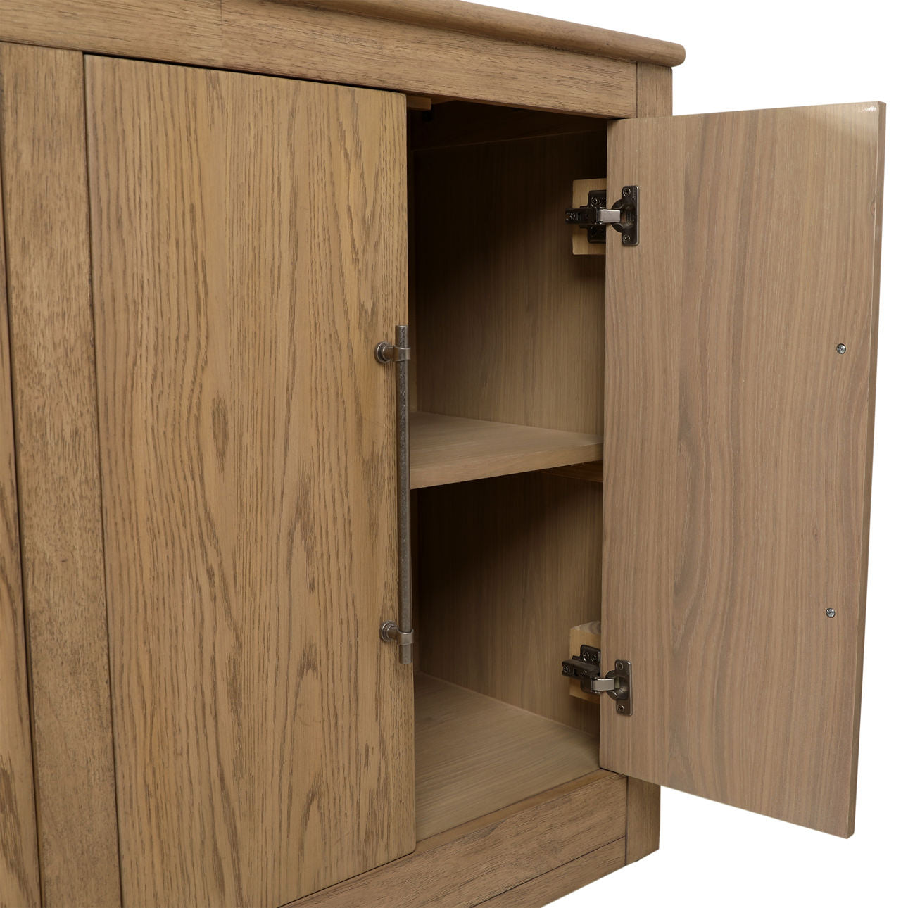 Natural Rubber Wood and Oak Veneer Sideboard 80.5 in Wide