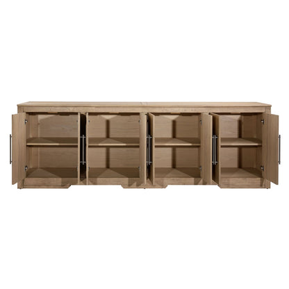 Natural Rubber Wood and Oak Veneer Sideboard 80.5 in Wide