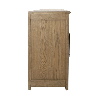 Natural Rubber Wood and Oak Veneer Sideboard 80.5 in Wide