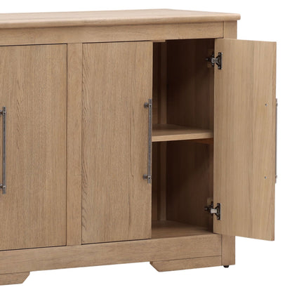 Elevated Rubber Wood and Oak Veneer Cabinet