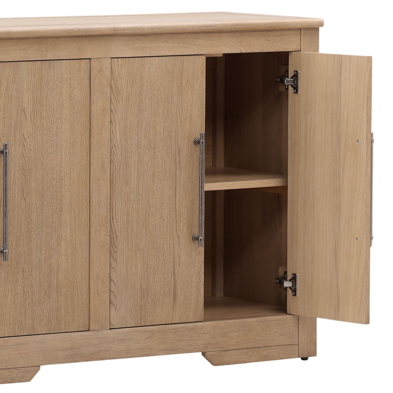 Natural Rubber Wood and Oak Veneer Sideboard 80.5 in Wide