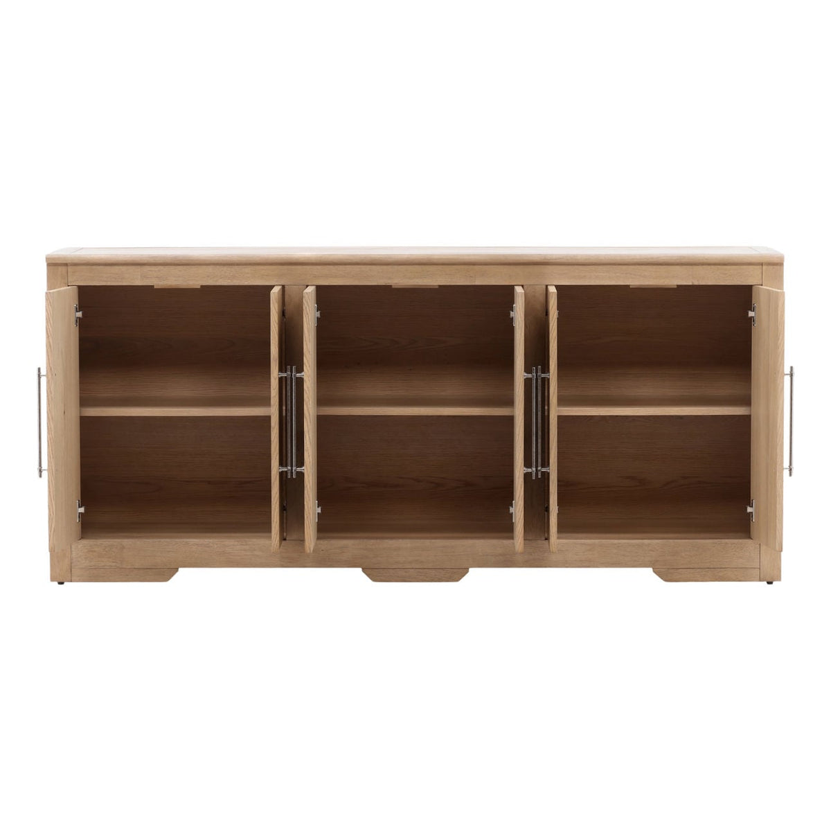 Elevated Rubber Wood and Oak Veneer Cabinet