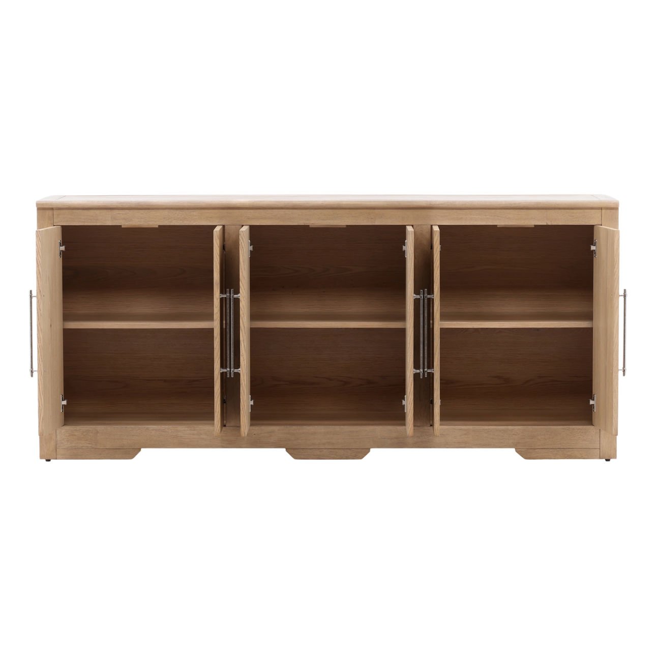 Natural Rubber Wood and Oak Veneer Sideboard 80.5 in Wide