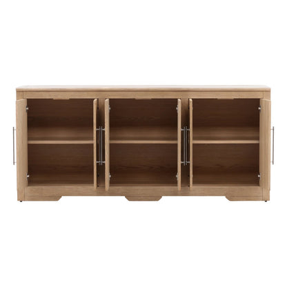 Natural Rubber Wood and Oak Veneer Sideboard 80.5 in Wide